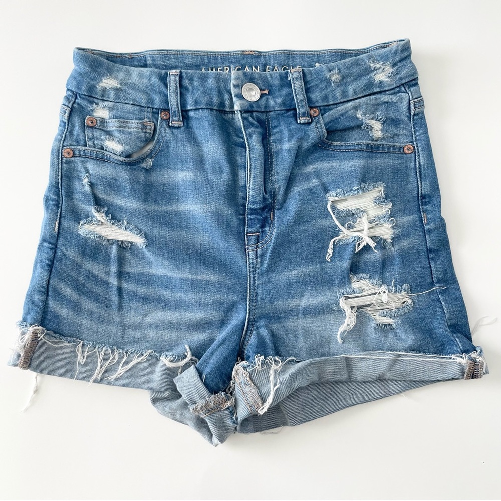 American Eagle Outfitters Curvy High Rise Shortie Jean Shorts - 4